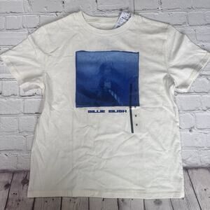 Billie Eilish T-Shirt Tween Size Medium, Beige, 'Hit Me Hard And Soft' Graphic